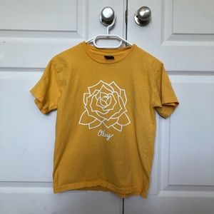 Obey World Wide yellow shirt with outlined flower